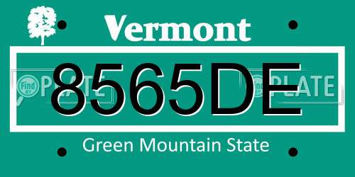 8565DE Vermont License Plate