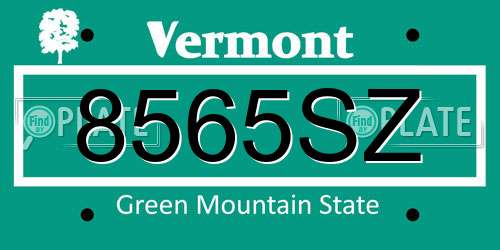 8565SZ Vermont License Plate