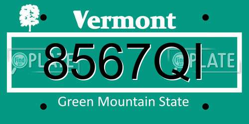 8567QI Vermont License Plate
