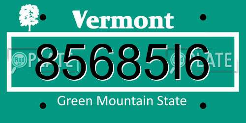 85685I6 Vermont License Plate
