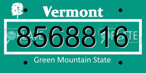 8568816 Vermont License Plate