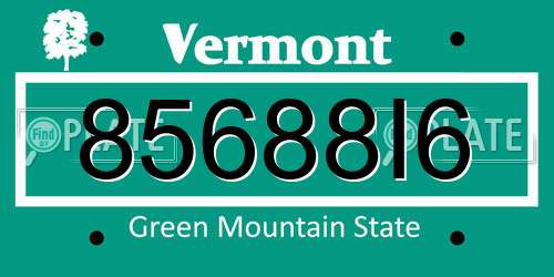 85688I6 Vermont License Plate