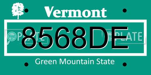 8568DE Vermont License Plate