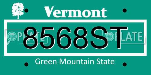 8568ST Vermont License Plate