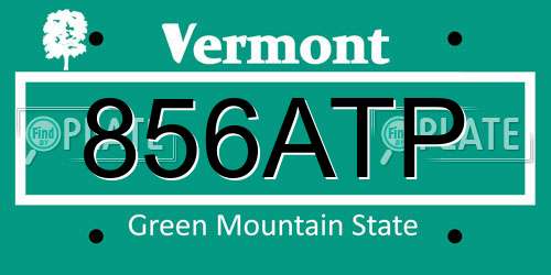 856ATP Vermont License Plate