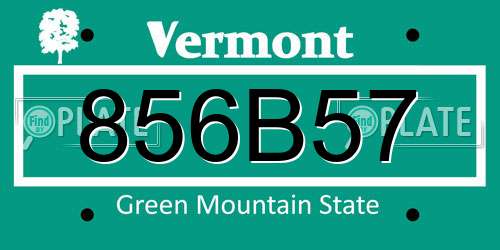 856B57 Vermont License Plate