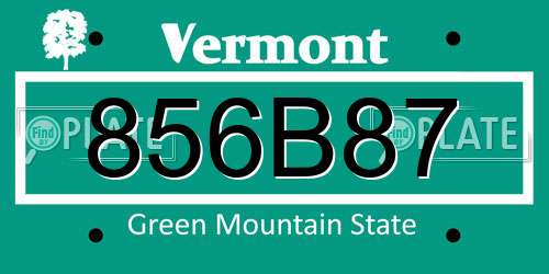 856B87 Vermont License Plate