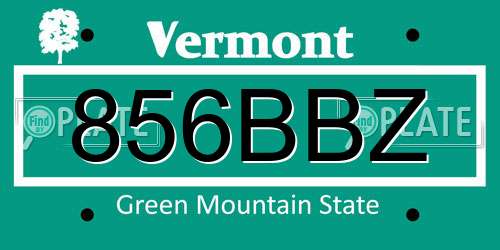856BBZ Vermont License Plate