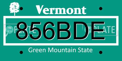 856BDE Vermont License Plate