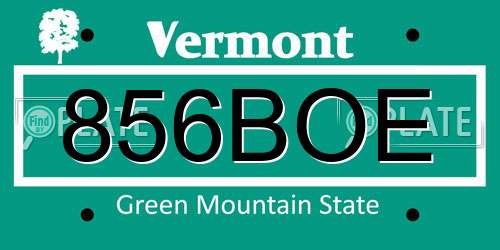 856BOE Vermont License Plate