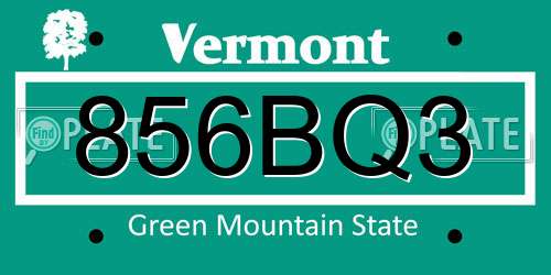 856BQ3 Vermont License Plate
