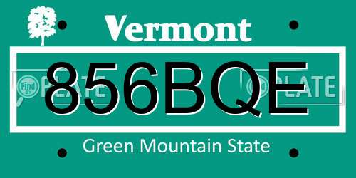 856BQE Vermont License Plate
