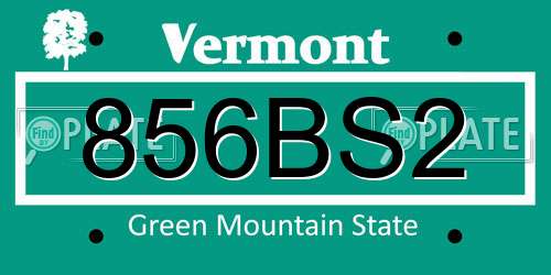 856BS2 Vermont License Plate