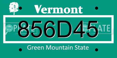 856D45 Vermont License Plate