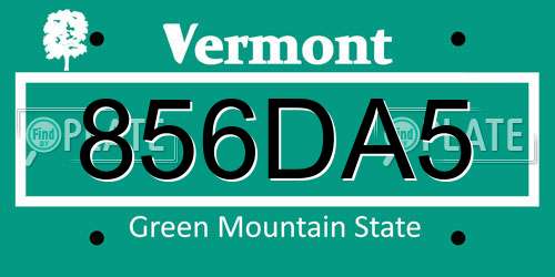 856DA5 Vermont License Plate
