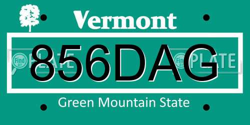 856DAG Vermont License Plate