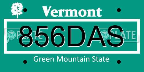 856DAS Vermont License Plate