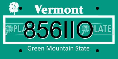 856IIO Vermont License Plate