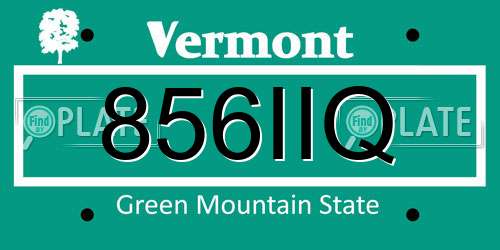856IIQ Vermont License Plate