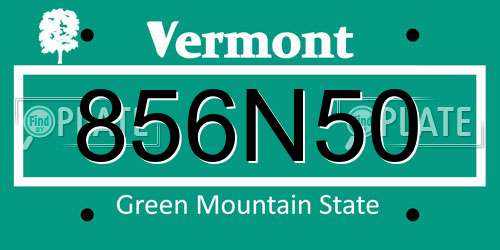 856N50 Vermont License Plate