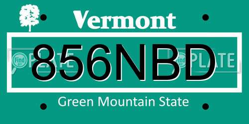856NBD Vermont License Plate