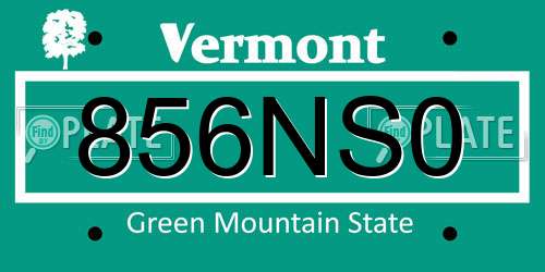 856NS0 Vermont License Plate
