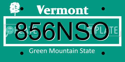 856NSO Vermont License Plate