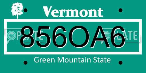 856OA6 Vermont License Plate