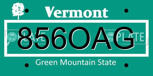 856OAG Vermont License Plate