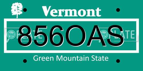 856OAS Vermont License Plate