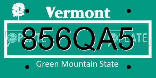856QA5 Vermont License Plate