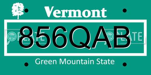 856QAB Vermont License Plate