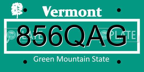 856QAG Vermont License Plate
