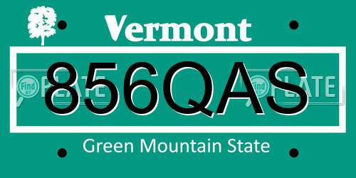 856QAS Vermont License Plate