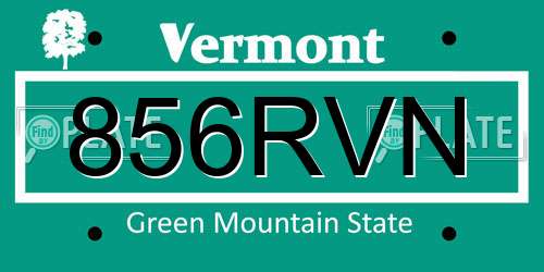 856RVN Vermont License Plate