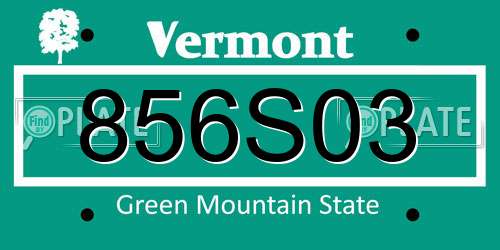 856S03 Vermont License Plate