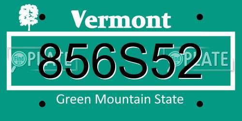 856S52 Vermont License Plate