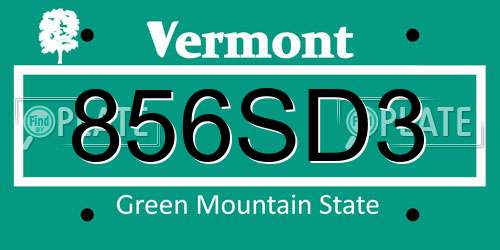 856SD3 Vermont License Plate