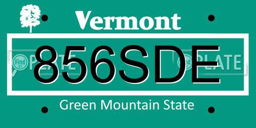 856SDE Vermont License Plate