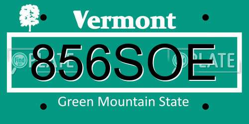 856SOE Vermont License Plate
