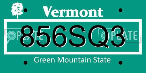 856SQ3 Vermont License Plate