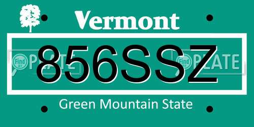 856SSZ Vermont License Plate