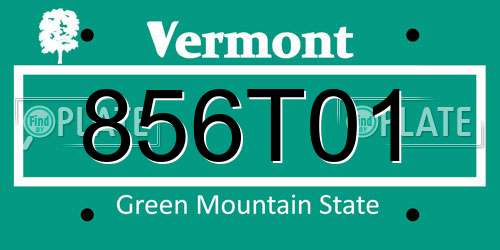 856T01 Vermont License Plate