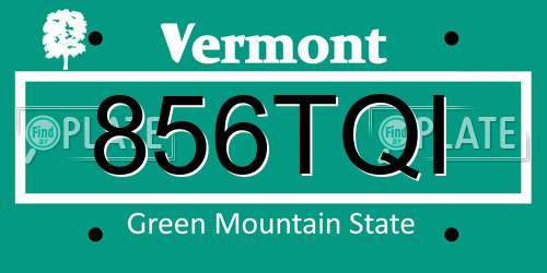 856TQI Vermont License Plate