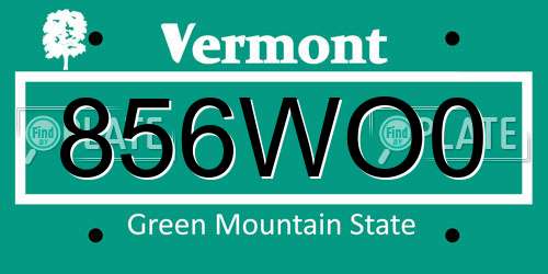 856WO0 Vermont License Plate