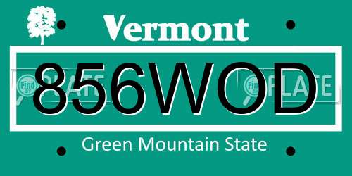 856WOD Vermont License Plate