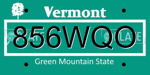 856WQO Vermont License Plate