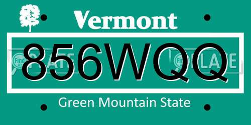 856WQQ Vermont License Plate