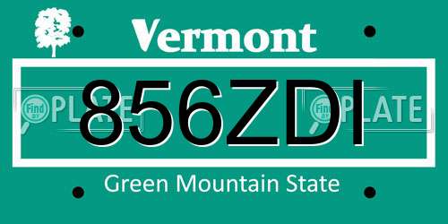 856ZDI Vermont License Plate