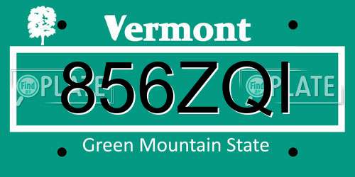 856ZQI Vermont License Plate